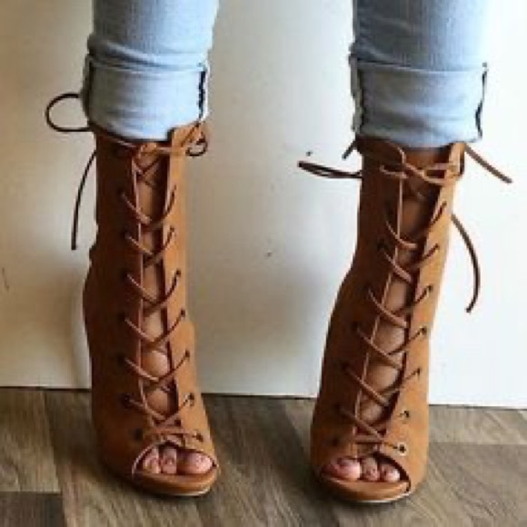 Steve Madden Shoes - Steve Madden Lace Front Open Toe Booties